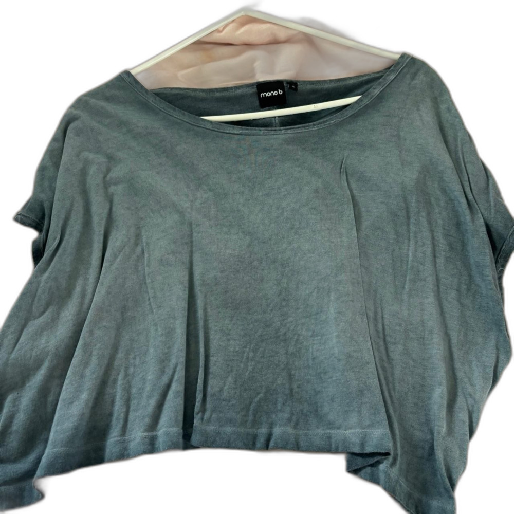 PALMETTO MOON Denim Women's Blue and Grey Crop-Top Medium T-Shirt